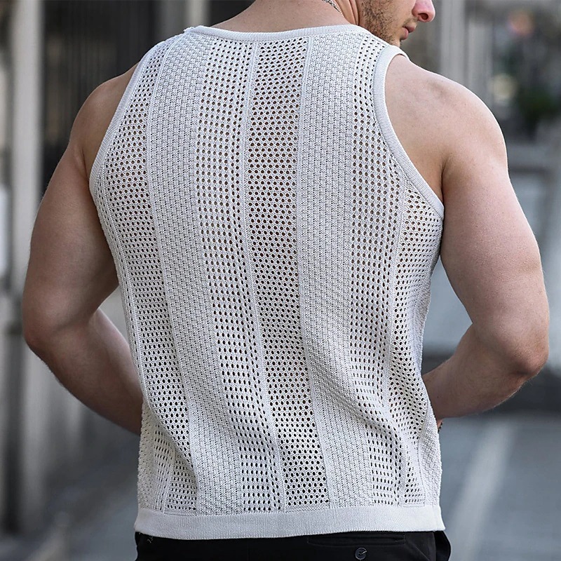 Foreign Trade Men's Amazon Summer New Hollow Sweater Men's Sleeveless Slim-fit Knitted Vest SY0187