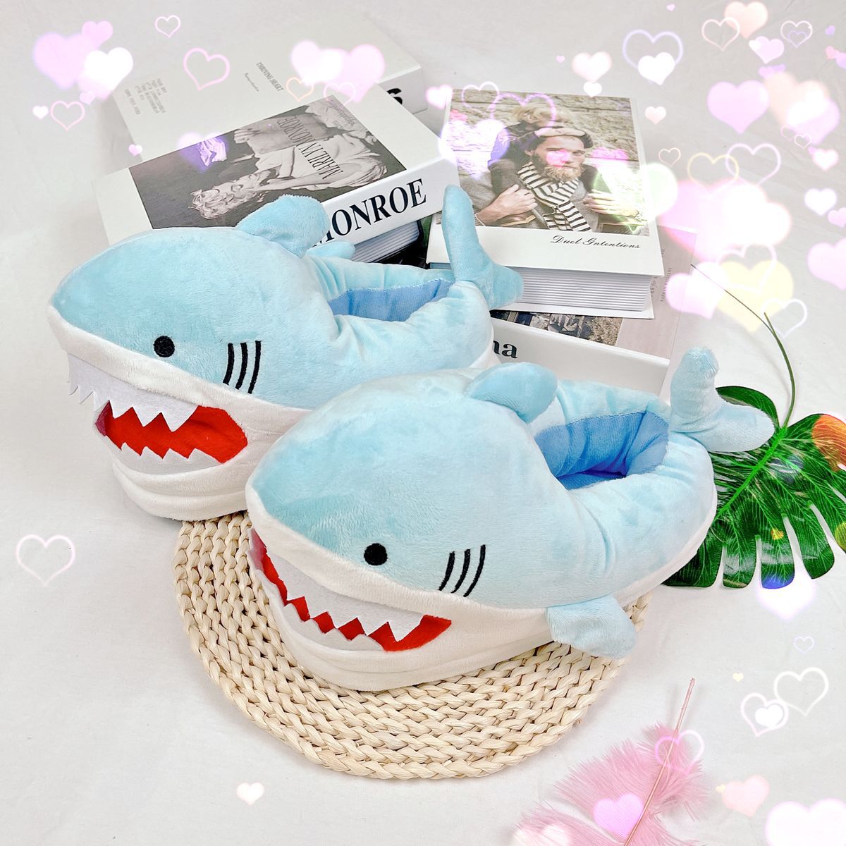 Factory Direct Shark Plush Slippers Thickened Winter Couple Indoor Warm Cute Home Dolphin Cotton Slippers