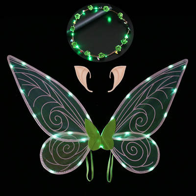 Christmas New Arrival Illuminated Elf Wings Holiday Party with Flash Butterfly Halloween Children's Performance Props