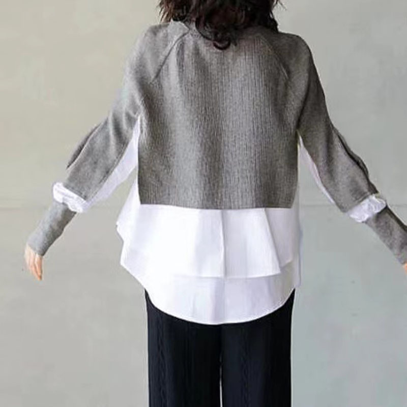 2024 automne et hiver nouvelle station indépendante transfrontalière européenne et américaine col rond à manches longues tricoté style étranger couture deux pièces_voghion.com