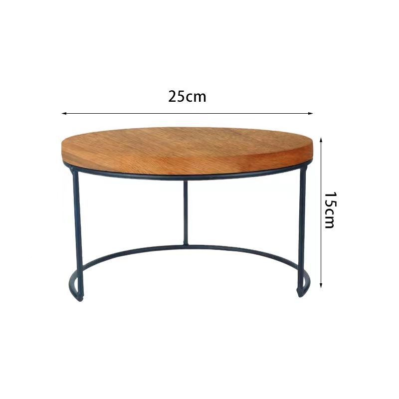 Dessert Table Tray Wooden Cake Plate Wedding Restaurant Display Rack Swing Table Iron Acacia Wooden Tray Photo Props