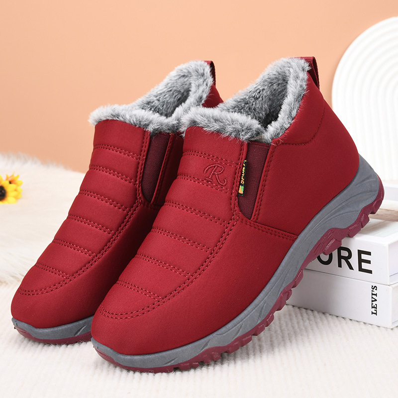 Winter Women's Cotton Shoes fleece-lined Cold-proof Warm-keeping Mountaineering Shoes Waterproof Non-slip Middle-aged and Elderly Slip-on Mother Shoes