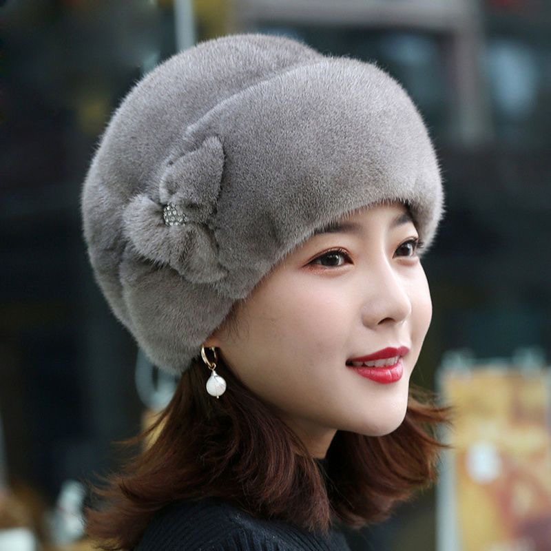 Ear protection winter New Fashion fur elegant hat women's faux mink fur fashion closed toe warm hat top hat