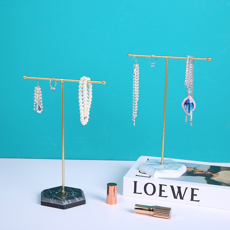 Metal T-shaped Jewelry Rack Shop Counter Desktop Placement Necklace Earrings Storage Decoration Simple Iron Crafts