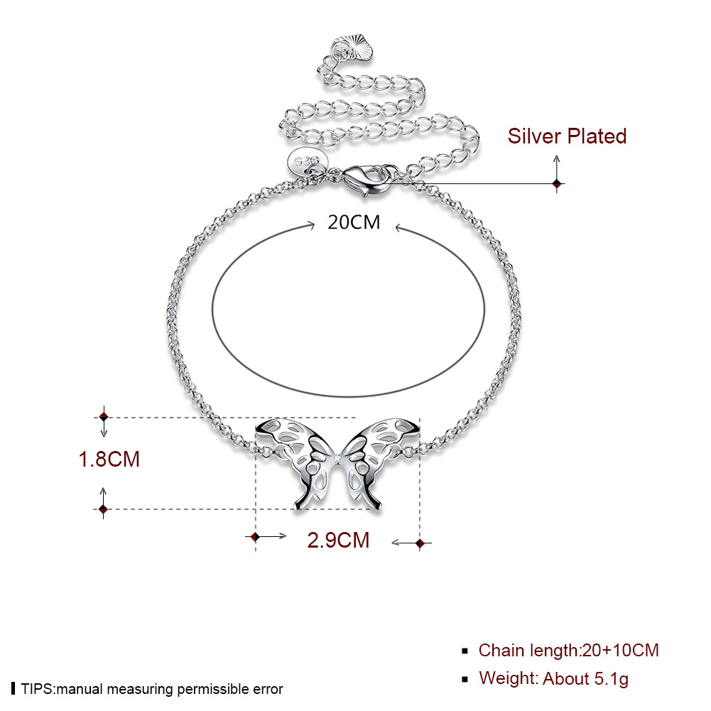 Factory Direct exquisite fashion copper silver plated anklet female niche butterfly pendant foot jewelry wholesale LKNSPCA209