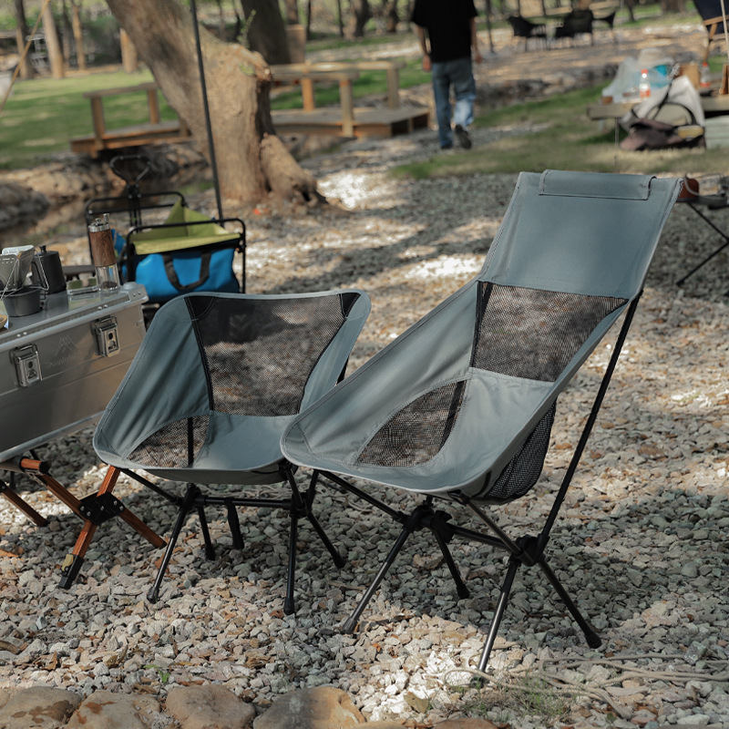 Outdoor Folding Chair Portable Moon Chair Fishing Small Stool Art Painting Chair Breathable Mesh Backrest Chair Beach Picnic Chair