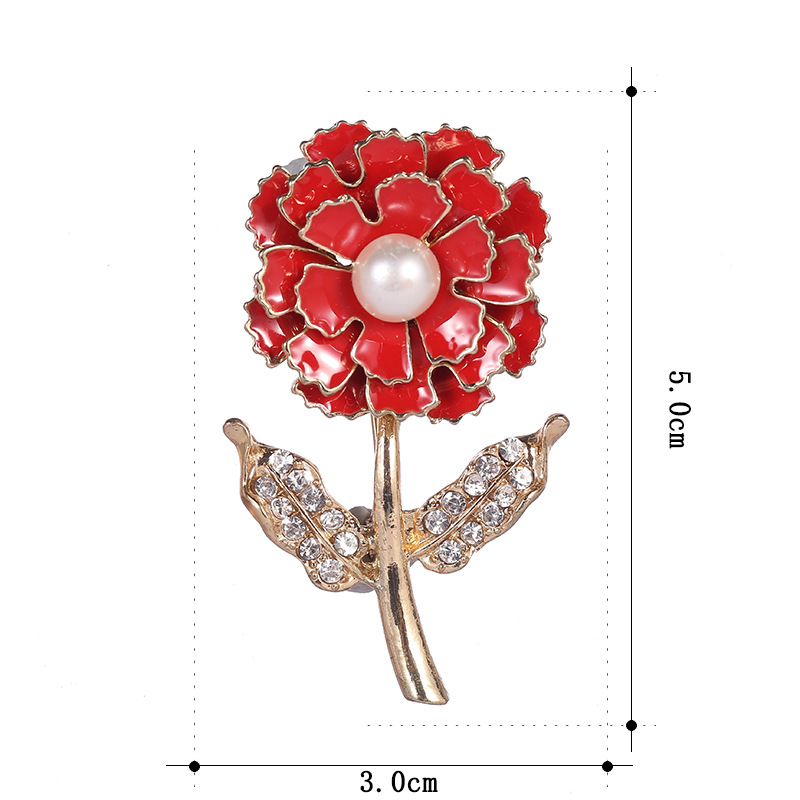 New vintage rose flower brooch red high-grade anti-light flower pin European and American diamond-studded delicate ladies brooch