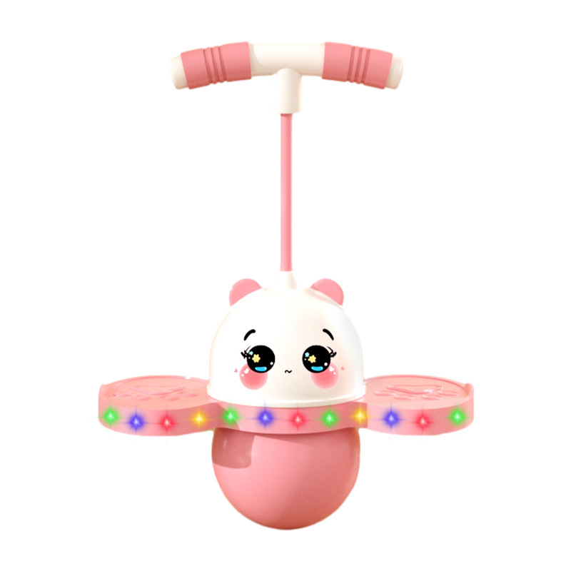 Light-emitting panda jump ball children's elastic ball long high bounce children's balance Sports Flash jump ball toy