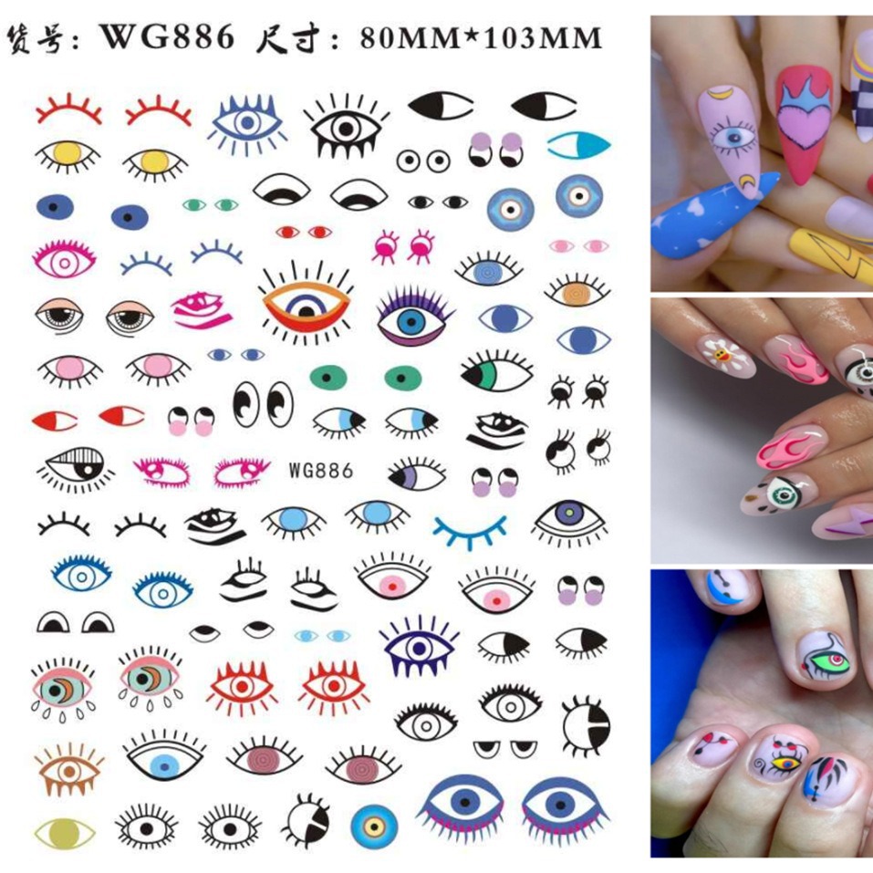 Devil's Eye Nail Art Sticker Spot Cross-border E-Commerce Blue Color Eyes Devil's Eye Nail Art Sticker