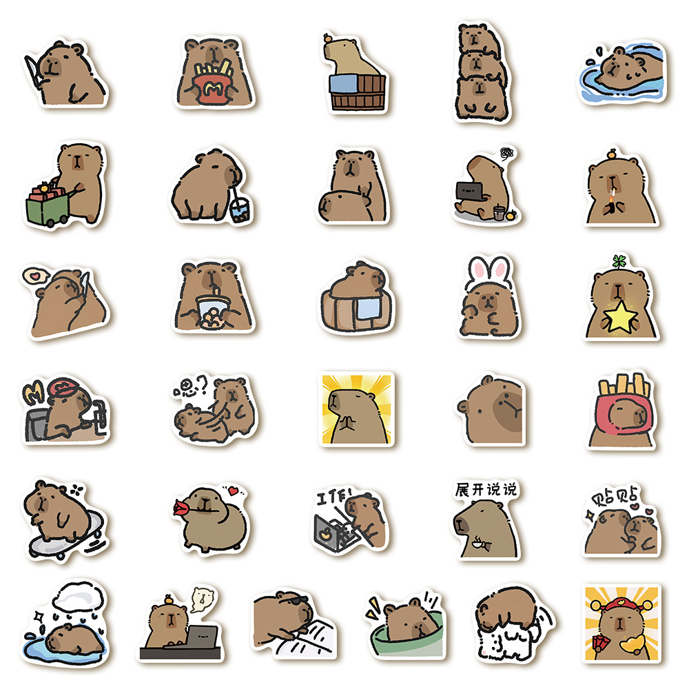 62 cartoon cute little capybara stickers laptop notebook phone case decorative waterproof diy stickers