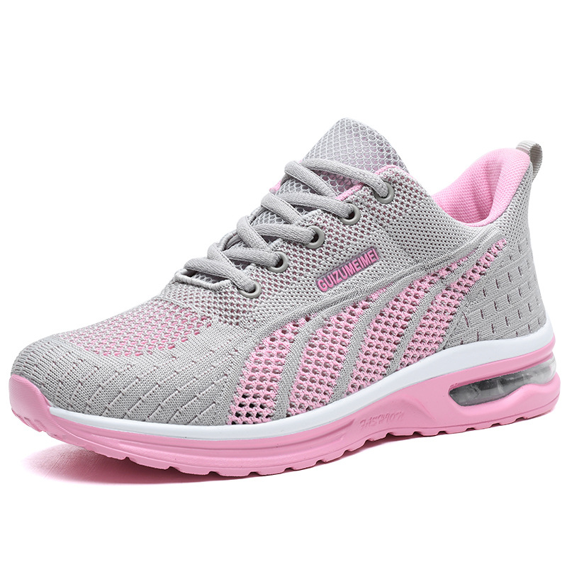 Women's shoes 2022 Spring New hollow single net large net breathable air cushion shock absorption lightweight leisure sports cross-border large size