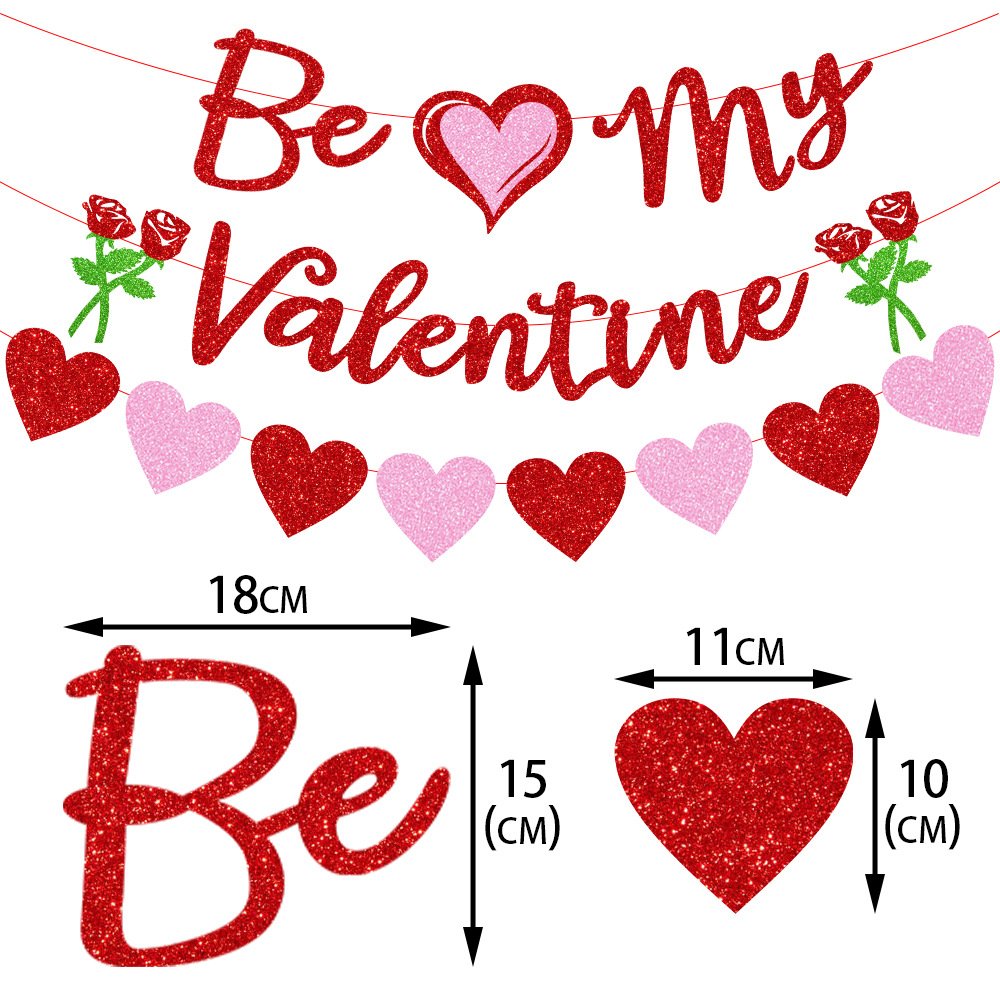 New Valentine's Day scene decoration be my Valentine Love flag banner rose flag