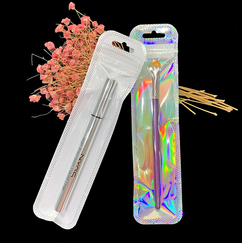 Slender strip self-sealing bag spot white pearlescent bag straw insole plastic bag LED light packaging bag transparent sealing bag