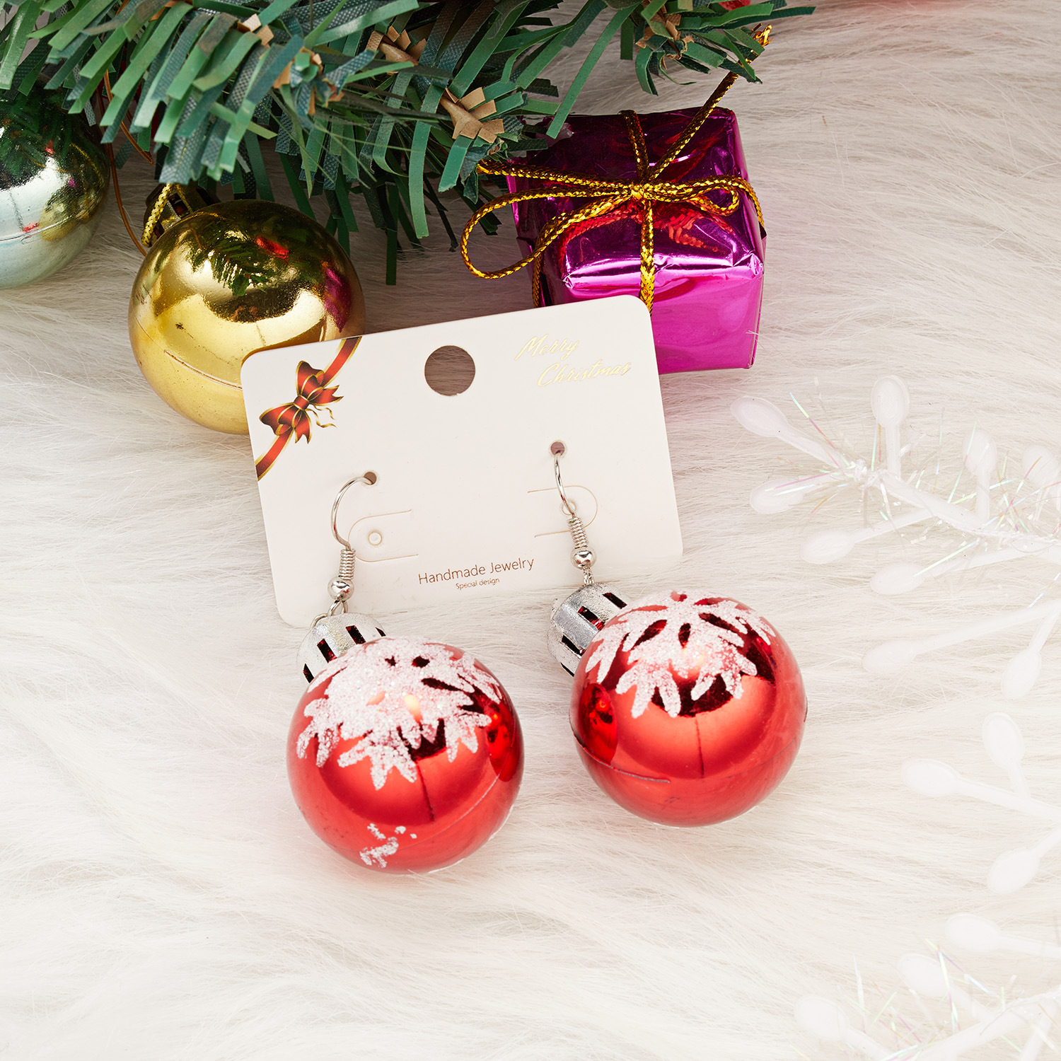 European and American foreign trade new style fashion Christmas sequins snowflake resin star lamp ball earring hook earrings gift female wholesale
