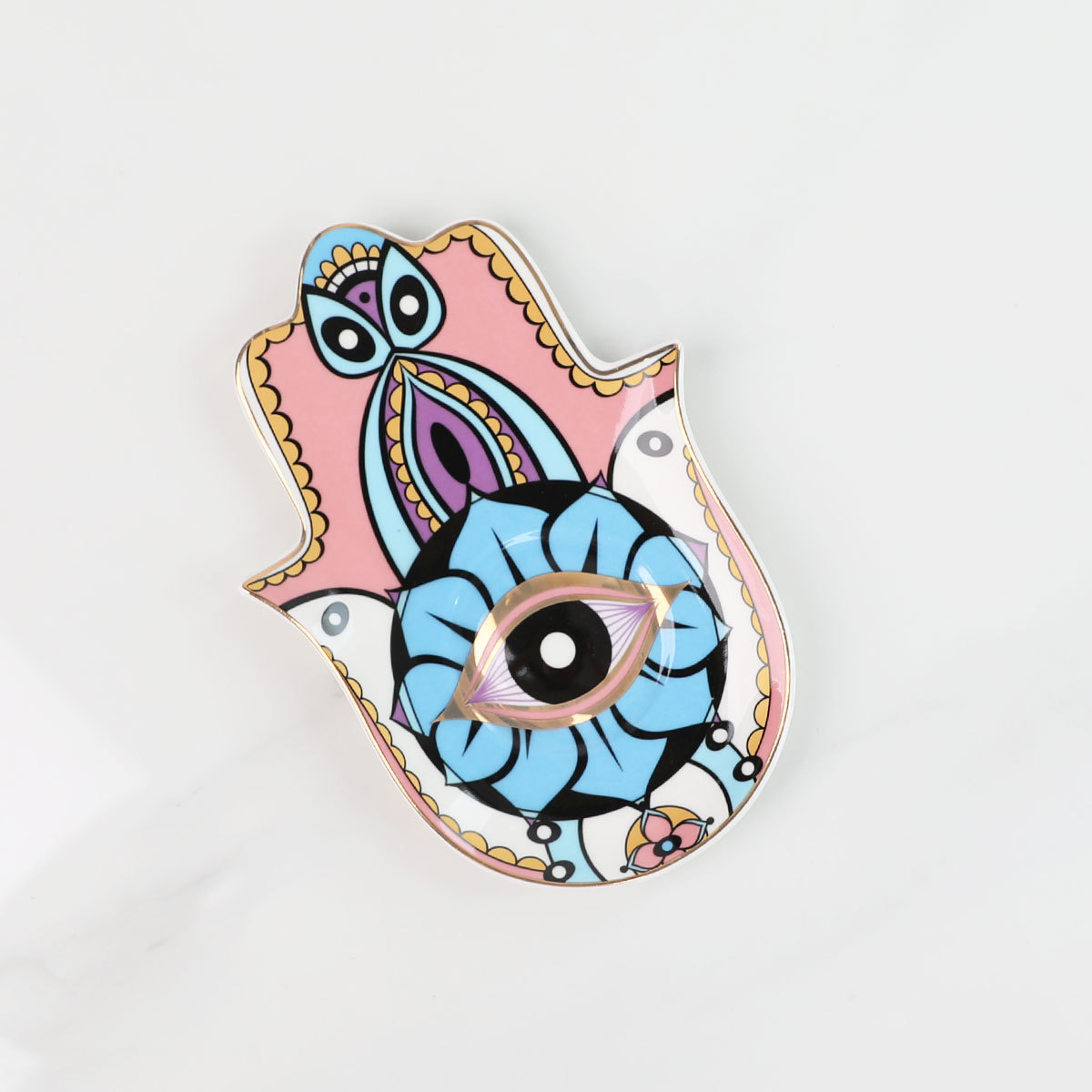 Devil's Eye Jewelry Tray Tea Cup Coaster Ceramic Jewelry Dish Nordic Bergamot Palm Tray Ornaments