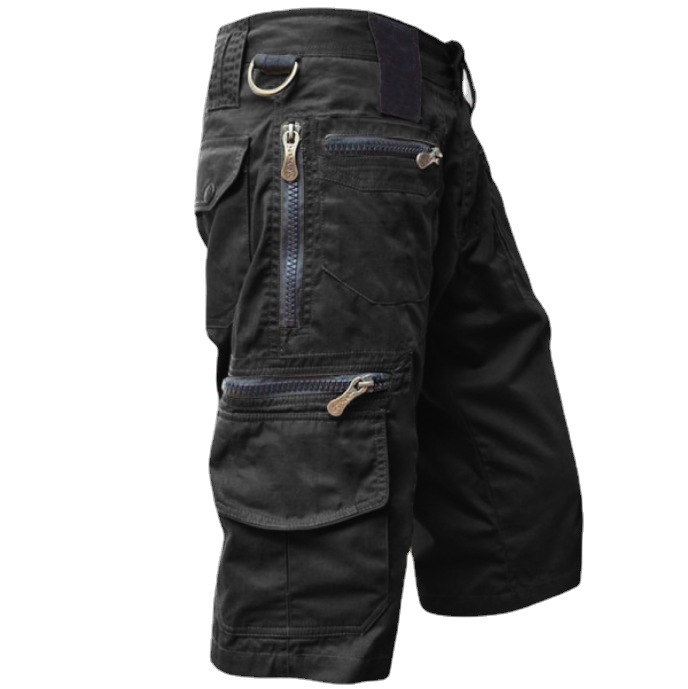 Cross-border Cropped Pants Men's Loose Straight Summer Large Size Fashionable Casual Mid-length Pants Multi-bag Pure Cotton Tooling Shorts Men's