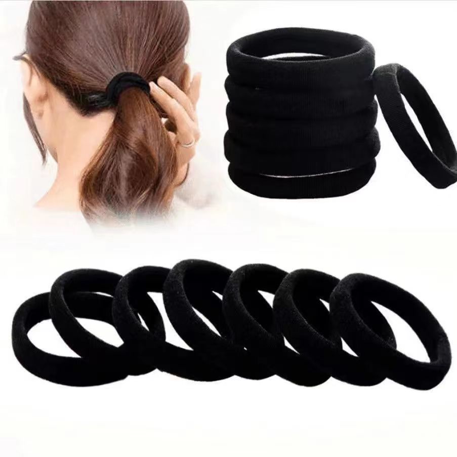 Black high elastic hair rope towel hair band Amazon 4CM seamless hair rope Korean style rubber band hair accessories for women Wholesale