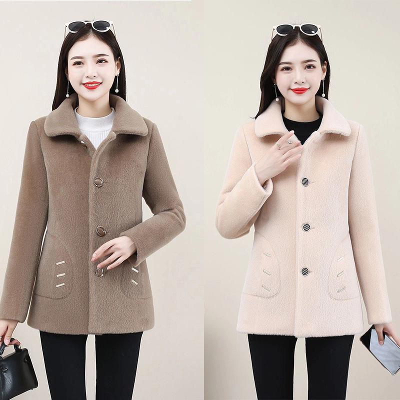 2022 Winter New Thickened Lamb Wool Coat Women's Large Size Korean-style Slimming Fur One-piece Particles Velvet Coat_voghion.com