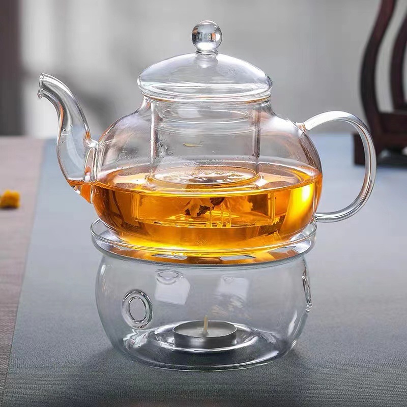 Heating Glass Teapot with Candles Base Restaurant Tea Brew Tea Insulation Ceramic Warm Tea Stove Household