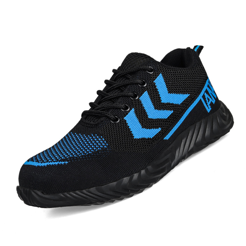 Summer protective shoes flying woven mesh breathable protective shoes men's anti-smashing anti-piercing protective shoes wear-resistant safety shoes