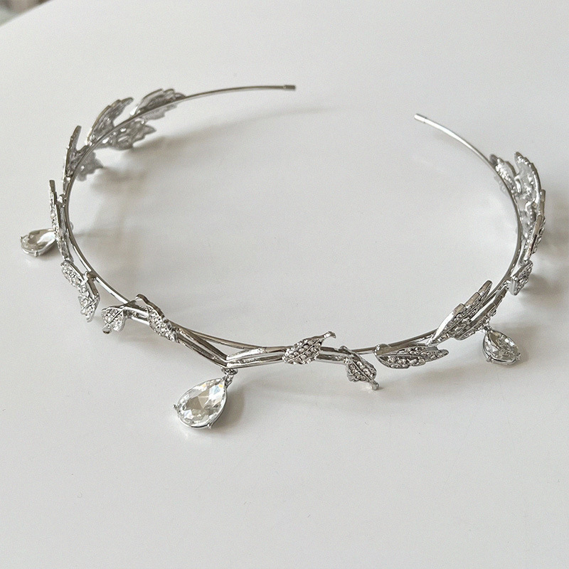 Crown Mori Leaves Water Drops Full Diamond Bride Headwear Super Fairy Escaping Princess Headwear Wedding Dress Accessories
