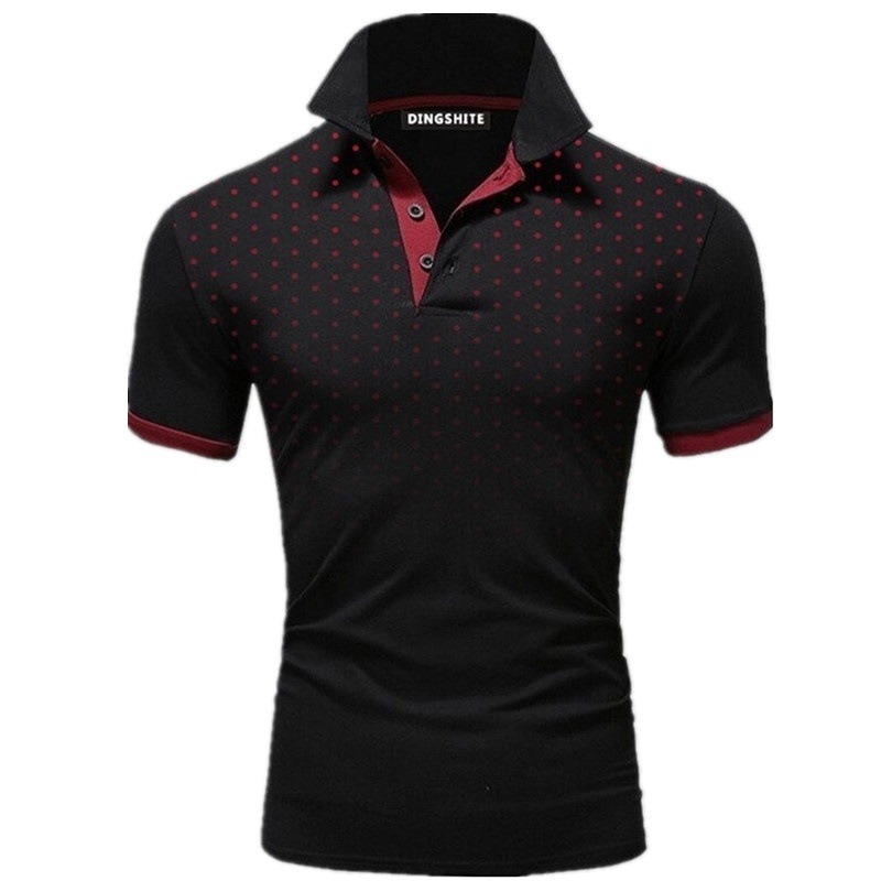 2021 Summer New European and American Men's Short-sleeved T-shirt Polka Dot Printed Polo Shirt
