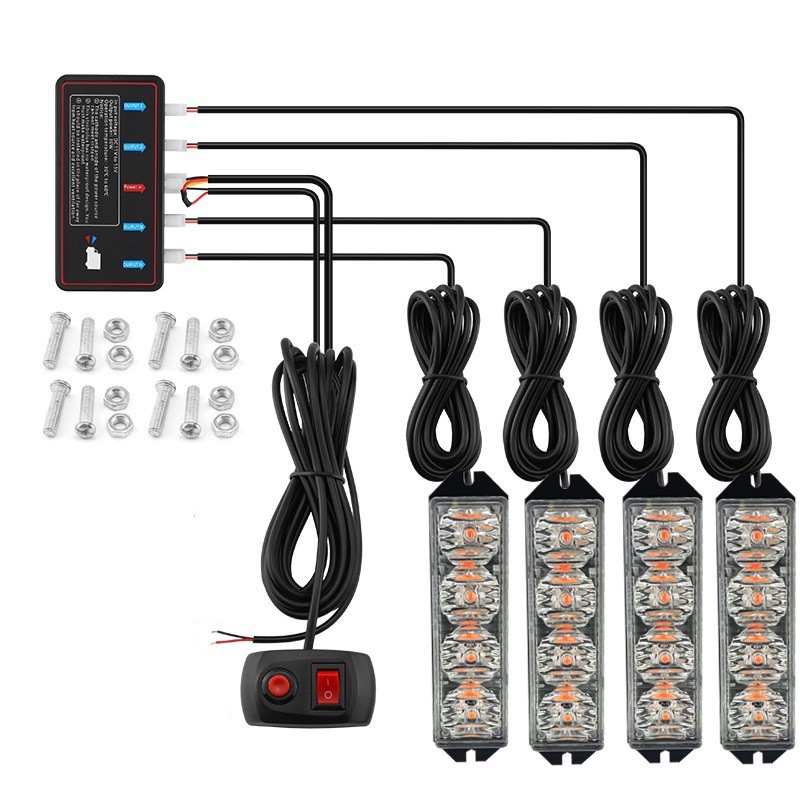 One-to-four 4LED medium network flash light truck side light high-power wireless remote control strobe light warning light