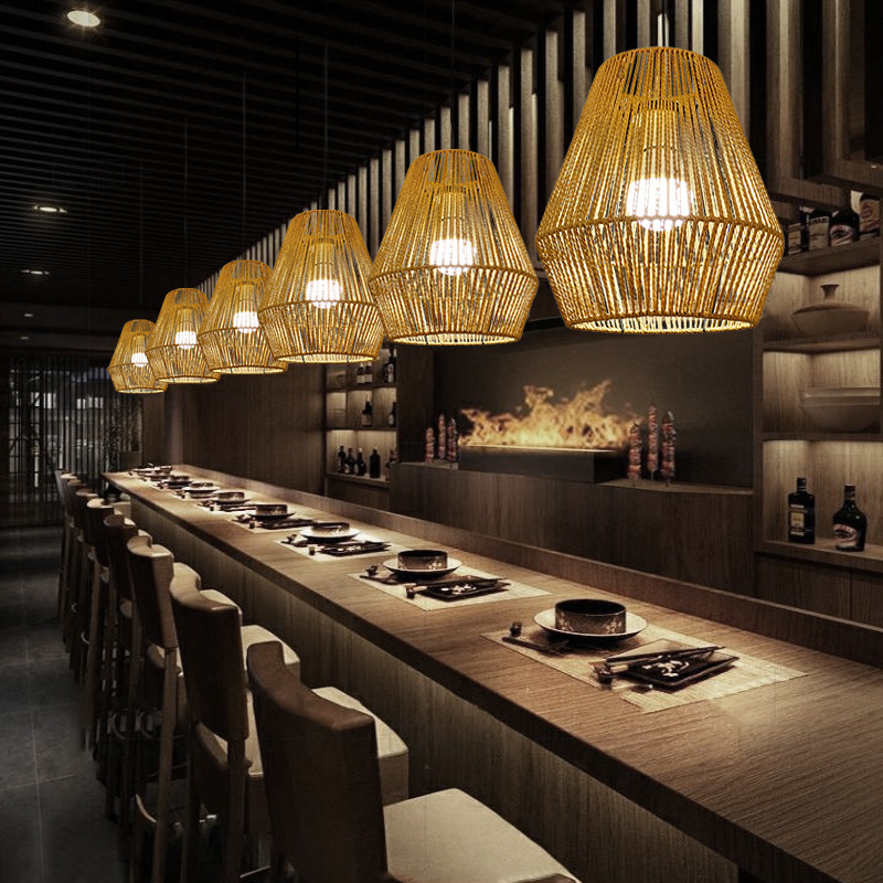 Lampshade Factory Hand-woven Lampshade Paper Rope Lampshade Homestay Cafe Chandelier Decorative Lampshade Crafts Lampshade