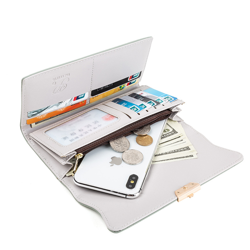 Prettyzys/Pruiti New Women's Long Wallet Fashion Buckle PU Small Fresh Clutch Leather Clutch