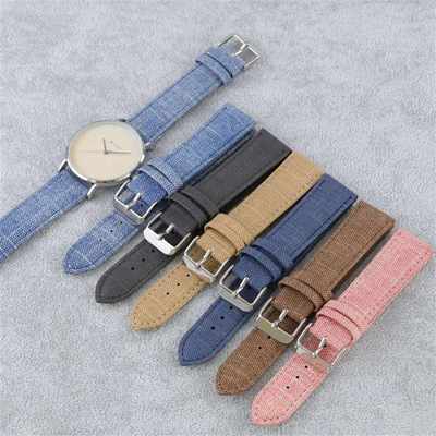 New Denim style watch strap unisex watch accessories soft genuine leather nylon canvas strap 10-24mm