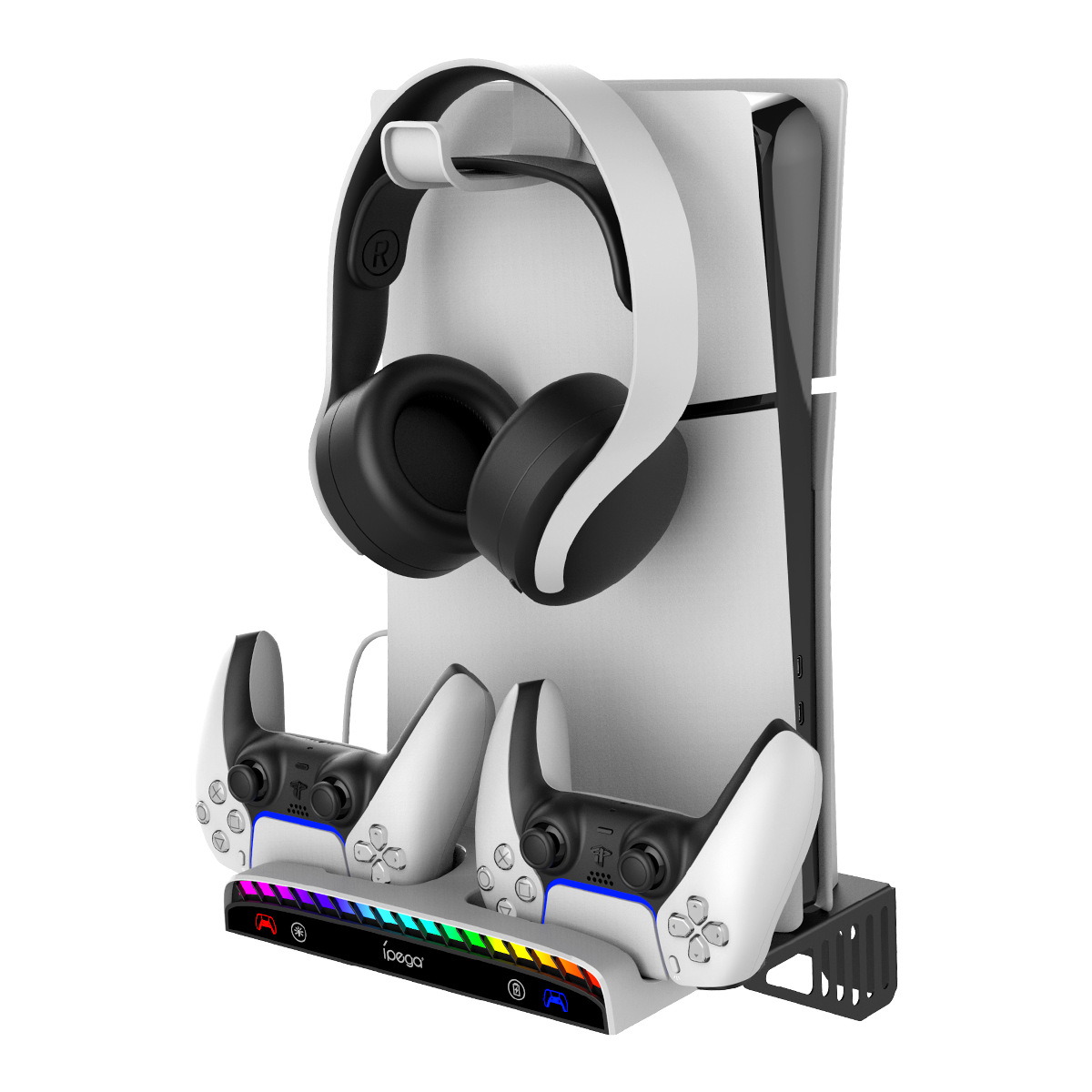 PS5 Slim/P5 host wall-mounted base cooling fan P5 game handle charger + disc headset storage rack