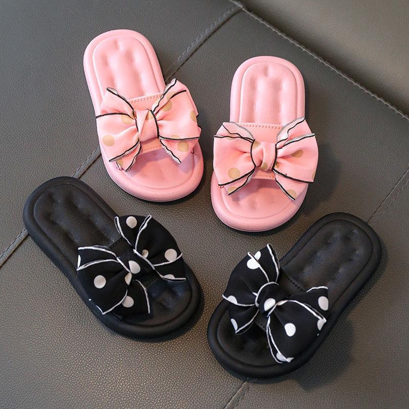 Children's Slippers Little Princess Girls' Summer Cute Outer Wear Bow Sandals Small Children's Soft Sole Indoor Children's Shoes