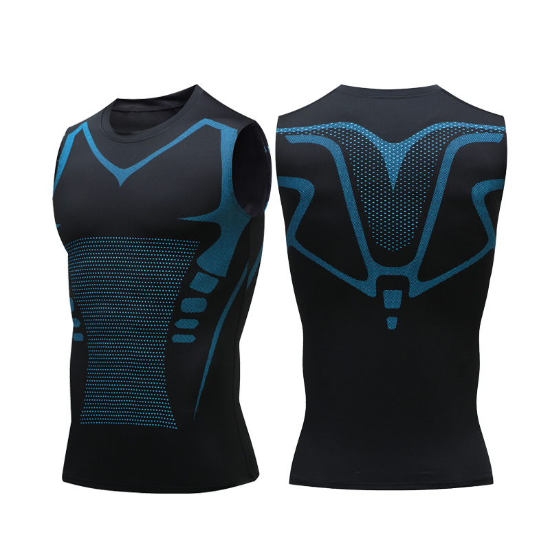 Tight vest Men's Fitness clothes sports running basketball football training quick-drying clothes men's high elastic fitness vest