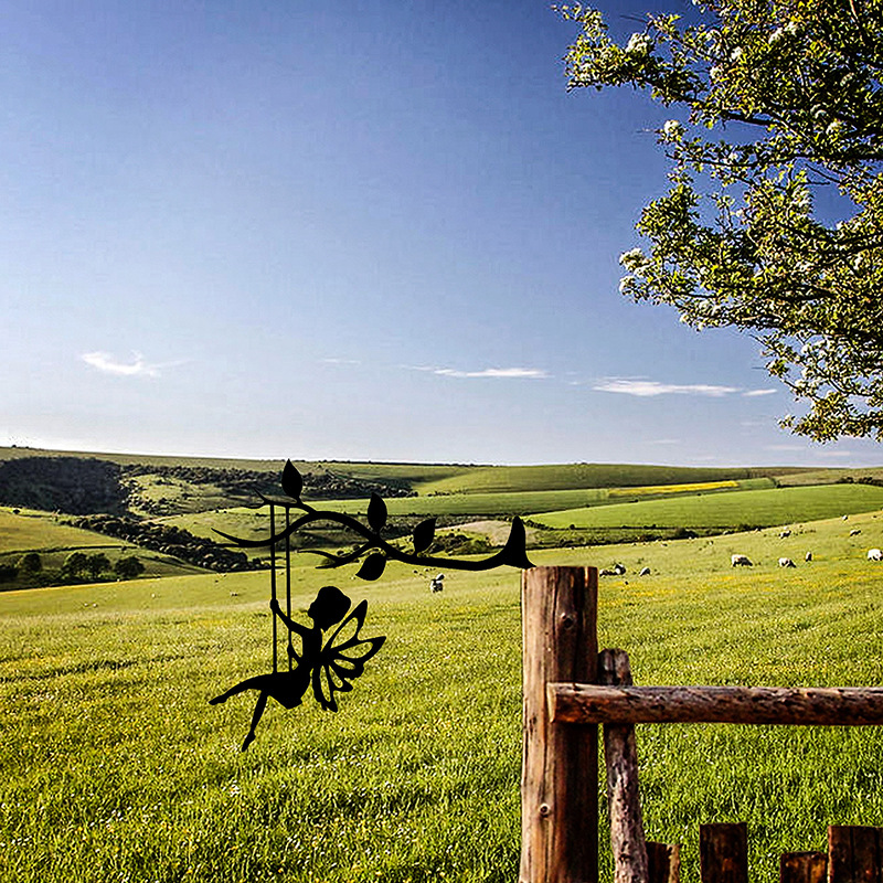 Cross-border Independent Station Popular Home Garden Outdoor Decorations Swing Butterfly Elf Outdoor Trunk Decoration