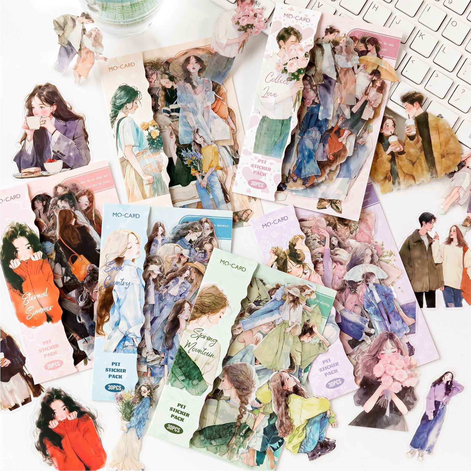 Mo Mo PET sticker bag happy live series hand account DIY decoration collage base paste material stickers 6