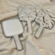 A little small and advanced ~ ins style silver mirror handle mirror mini handheld portable hand-held cosmetic mirror water ripple