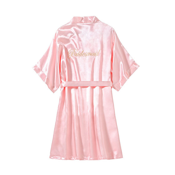 Morning Robe Wedding Women's Wedding Silk Birthday Party Nightgown Stopper Red Bride Bridesmaid Group Hand Ceremony Ice Silk Pajamas
