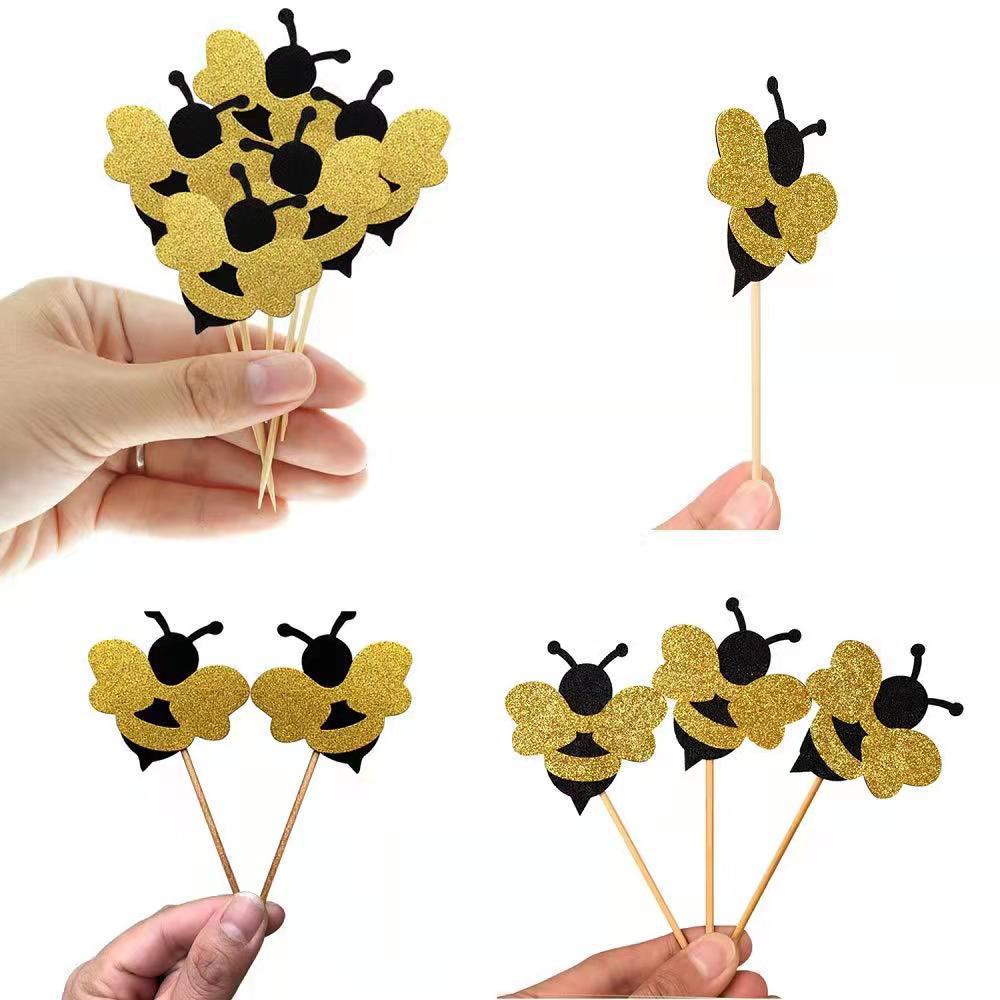 Baby Baby Baby Bee Cake Decoration Mother Party Baking Plug-in Cross Border Bee Theme Cake Card