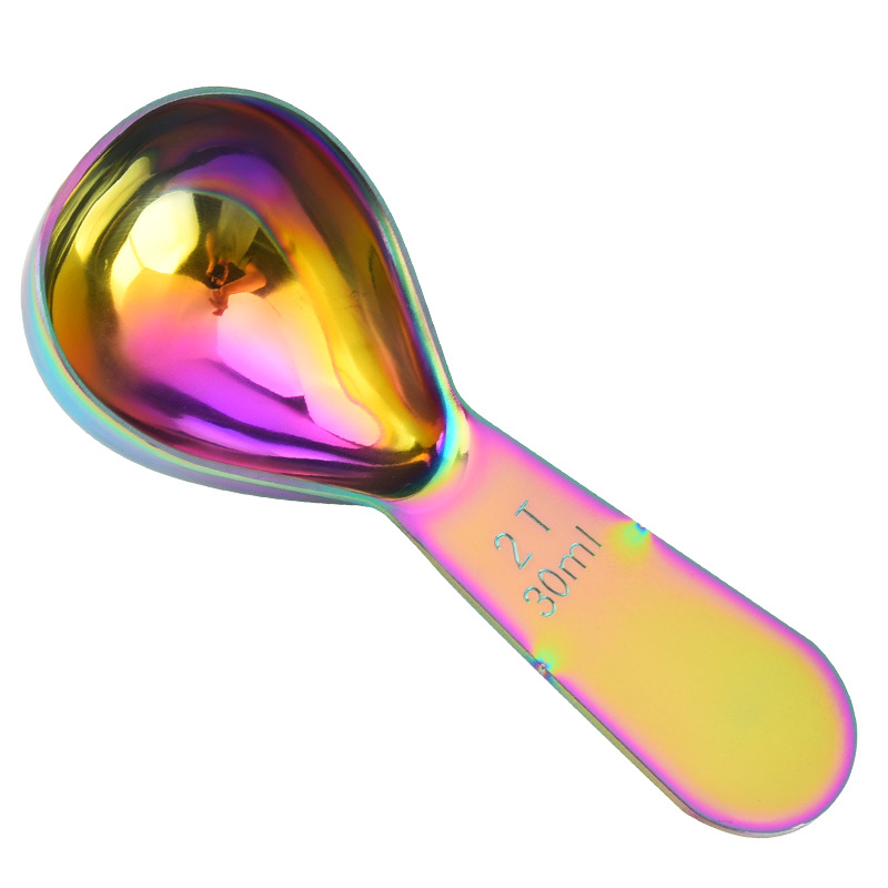 Factory spot creative titanium color stainless steel coffee spoon simple milk powder spoon color baking with scale spoon