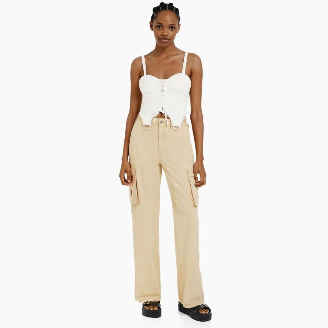 2023 Cross-border Summer New Arrival Casual All-match Army Green Cockwork Pants Hot Girls High Waist Slimming Pants Women's Fashion