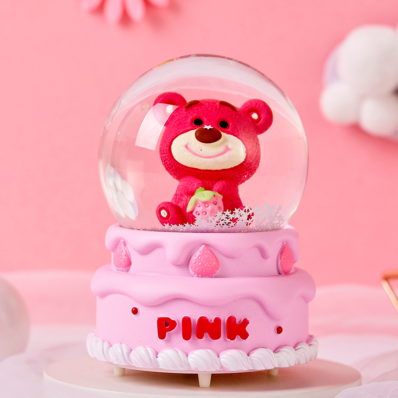 Creative strawberry bear crystal ball decoration luminous cake bear glass ball girl heart decoration children gift gift
