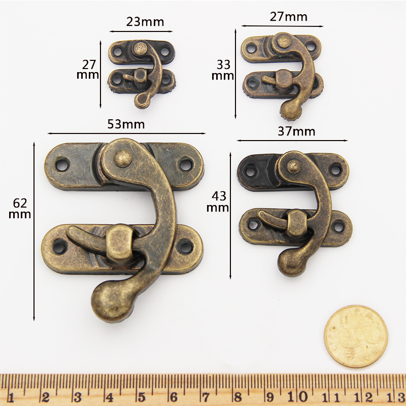 Buckle accessories iron horn hook wooden box lock box hook lock gift box buckle decorative hook lock