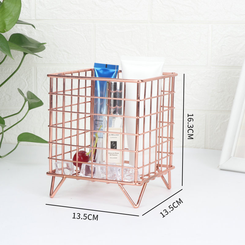 Nordic style iron storage basket, metal desktop storage basket, cosmetics storage rack manufacturer wholesale