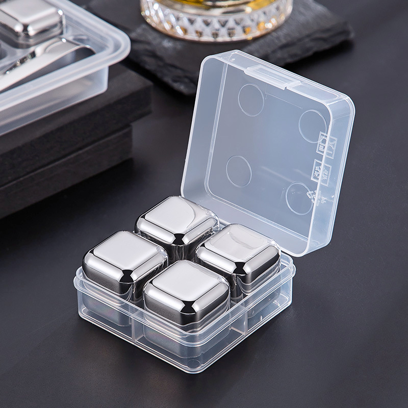 Stainless Steel Ice Food Grade Quick-Frozen Ice Wine Set Metal Ice Grain Red Wine Whiskey Ice Chilled Gift Box