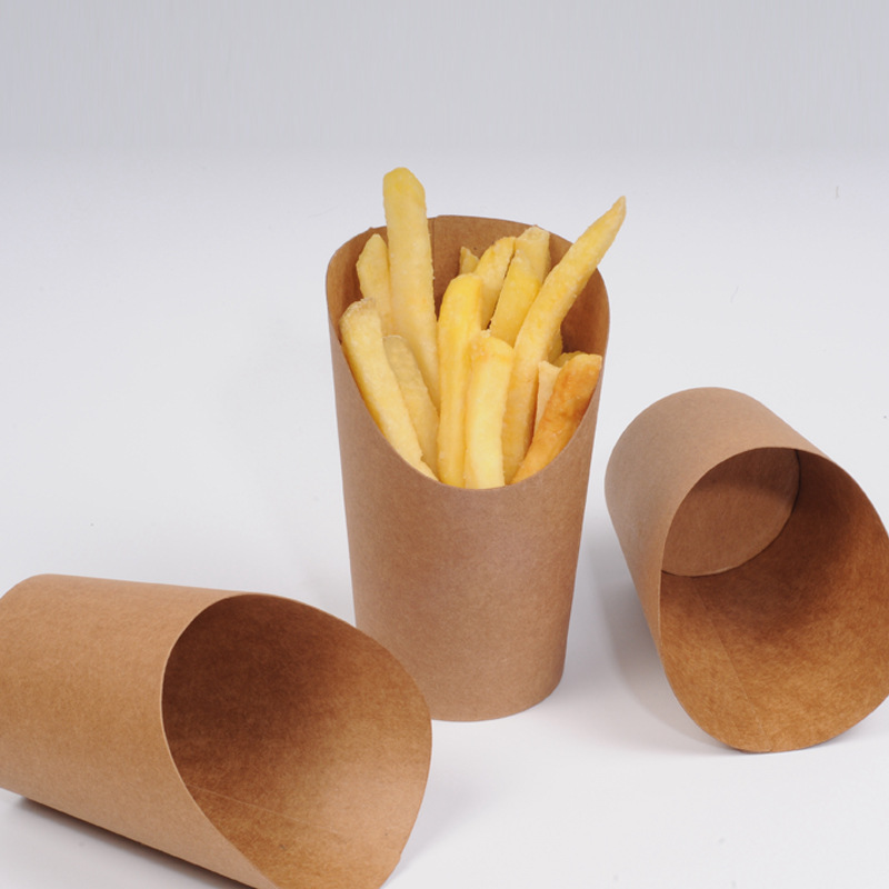 Oblique Mouth Cup Wholesale Disposable Egg Cup Ice Cream Cowhide Black Ice Cream Cup Kraft Paper Potato Chips Cup