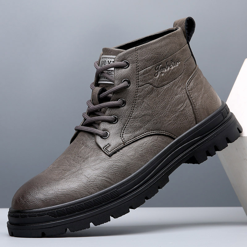 Men's work boots 2023 new autumn and winter thick bottom warm leather boots with cotton British style men's Martin boots fashion