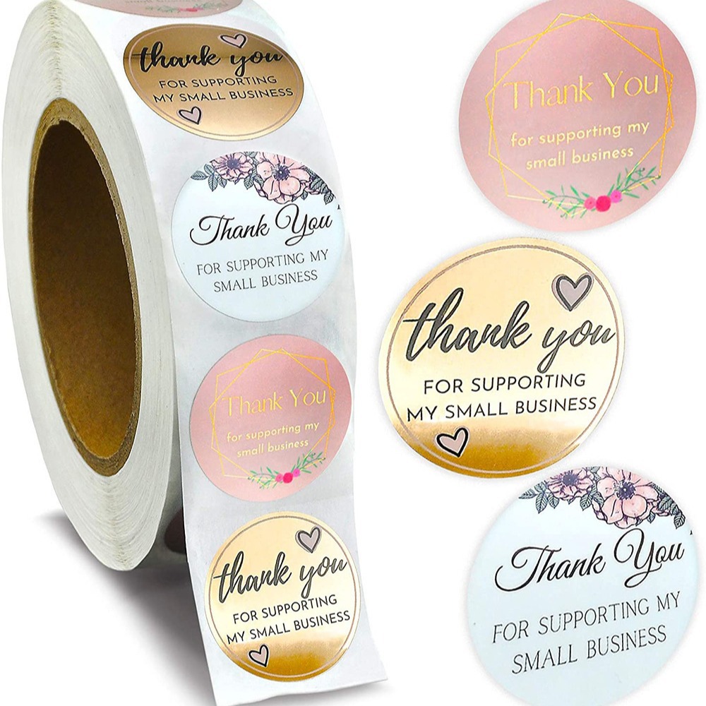 Bulk Roll Sealed Shipping Label Thank You Handmade Craft Decor Sticker Label