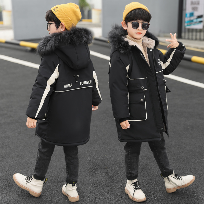 Children's clothing Boys' winter down cotton-padded coat 2023 children's mid-length cotton-padded coat children's thickened boys' cotton-padded coat