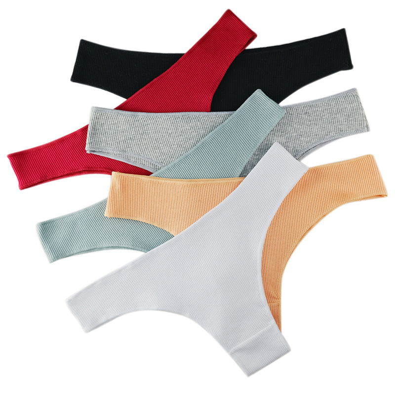 Cotton Women's Underwear Brazil Pants Threaded T-shaped Low Waist Girls Sexy Thong panties Amazon Good Elastic