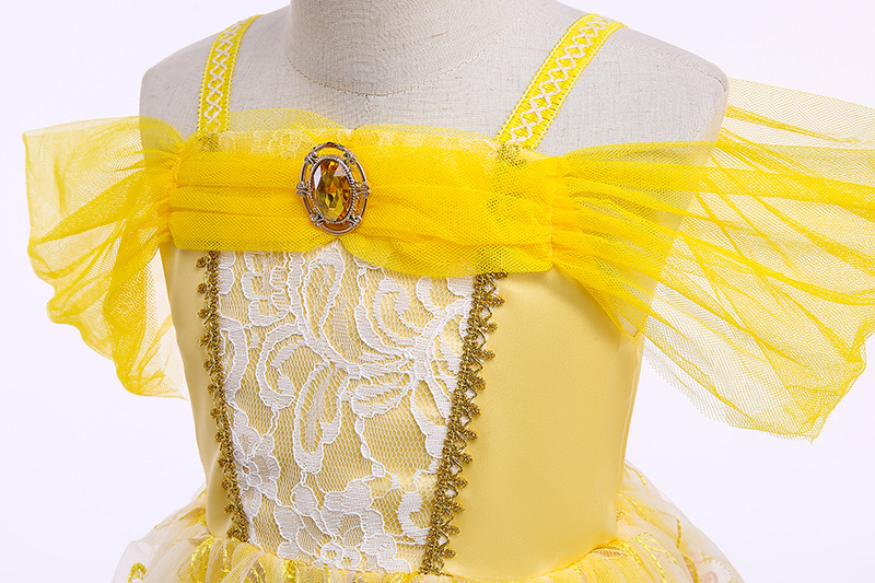 Princess Bell Halloween Puff Dress Children's Dress Beauty and the Beast Girls Belle Princess Costume
